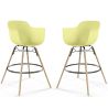 Buy Pack of 2 Bar Stools Scandinavian Design - Wooden Legs - Skandiva Pastel yellow 61562 in the Europe