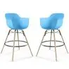Buy Bar Stool - Scandinavian Design - Wooden Legs - Pack of 2 - Skandiva Blue 61562 home delivery