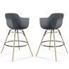 Buy Pack of 2 Bar Stools Scandinavian Design - Wooden Legs - Skandiva Dark grey 61562 - in the EU