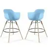 Buy Bar Stool - Scandinavian Design - Wooden Legs - Pack of 2 - Skandiva Light blue 61562 - prices