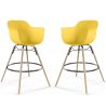 Buy Pack of 2 Bar Stools Scandinavian Design - Wooden Legs - Skandiva Yellow 61562 at MyFaktory