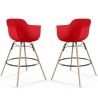 Buy Pack of 2 Bar Stools Scandinavian Design - Wooden Legs - Skandiva Red 61562 in the Europe