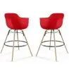 Buy Bar Stool - Scandinavian Design - Wooden Legs - Pack of 2 - Skandiva Red 61562 in the Europe