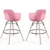 Buy Bar Stool - Scandinavian Design - Wooden Legs - Pack of 2 - Skandiva Pink 61562 - prices