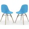 Buy Dining Chair - Scandinavian Design - Wooden Legs - Pack of 2 - Lumi Blue 61564 home delivery