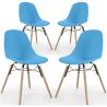 Buy Dining Chair - Scandinavian Design - Wooden Legs - Pack of 4 - Lumi Blue 61566 at MyFaktory