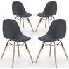 Buy Dining Chair - Scandinavian Design - Wooden Legs - Pack of 4 - Lumi Dark grey 61566 in the Europe