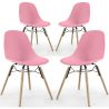 Buy Dining Chair - Scandinavian Design - Wooden Legs - Pack of 4 - Lumi Pink 61566 home delivery