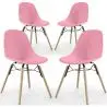 Buy Dining Chair - Scandinavian Design - Wooden Legs - Pack of 4 - Lumi Pink 61566 at MyFaktory