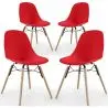 Buy Dining Chair - Scandinavian Design - Wooden Legs - Pack of 4 - Lumi Red 61566 with a guarantee