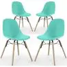 Buy Dining Chair - Scandinavian Design - Wooden Legs - Pack of 4 - Lumi Turquoise 61566 - in the EU
