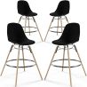 Buy Bar Stool - Scandinavian Design - Wooden Legs - Pack of 4 - Lumi Black 61567 - prices