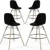 Buy Bar Stool - Scandinavian Design - Wooden Legs - Pack of 4 - Lumi Black 61567 - prices