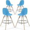 Buy Bar Stool - Scandinavian Design - Wooden Legs - Pack of 4 - Lumi Blue 61567 at MyFaktory