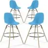 Buy Bar Stool - Scandinavian Design - Wooden Legs - Pack of 4 - Lumi Blue 61567 at MyFaktory