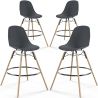 Buy Bar Stool - Scandinavian Design - Wooden Legs - Pack of 4 - Lumi Dark grey 61567 in the Europe