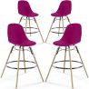 Buy Bar Stool - Scandinavian Design - Wooden Legs - Pack of 4 - Lumi Mauve 61567 home delivery