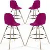 Buy Bar Stool - Scandinavian Design - Wooden Legs - Pack of 4 - Lumi Mauve 61567 home delivery