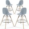 Buy Bar Stool - Scandinavian Design - Wooden Legs - Pack of 4 - Lumi Light grey 61567 - in the EU