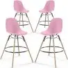 Buy Bar Stool - Scandinavian Design - Wooden Legs - Pack of 4 - Lumi Light Pink 61567 - in the EU