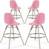 Buy Bar Stool - Scandinavian Design - Wooden Legs - Pack of 4 - Lumi Pink 61567 - in the EU