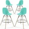 Buy Bar Stool - Scandinavian Design - Wooden Legs - Pack of 4 - Lumi Turquoise 61567 - prices