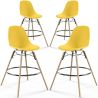 Buy Bar Stool - Scandinavian Design - Wooden Legs - Pack of 4 - Lumi Yellow 61567 home delivery