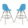 Buy Bar Stool - Scandinavian Design - Wooden Legs - Pack of 2 - Lumi Blue 61565 at MyFaktory