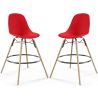 Buy Bar Stool - Scandinavian Design - Wooden Legs - Pack of 2 - Lumi Red 61565 - prices