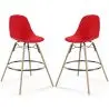 Buy Bar Stool - Scandinavian Design - Wooden Legs - Pack of 2 - Lumi Red 61565 - in the EU