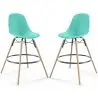 Buy Bar Stool - Scandinavian Design - Wooden Legs - Pack of 2 - Lumi Turquoise 61565 - prices