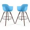 Buy Bar Stool Scandinavian Design - Dark Wood Legs - Pack of 2 - Skandiva Blue 61573 at MyFaktory