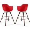 Buy Bar Stool Scandinavian Design - Dark Wood Legs - Pack of 2 - Skandiva Red 61573 - in the EU