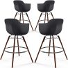 Buy Bar Stools Scandinavian Design - Dark Wood Legs - Pack of 4 - Skandiva Black 61574 - prices