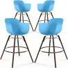 Buy Bar Stools Scandinavian Design - Dark Wood Legs - Pack of 4 - Skandiva Blue 61574 at MyFaktory