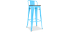 Buy Wooden Bistrot Metalix stool with small backrest - 76 cm Turquoise 59118 in the Europe