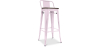 Buy Wooden Bistrot Metalix stool with small backrest - 76 cm Pastel pink 59118 home delivery