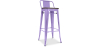 Buy Wooden Bistrot Metalix stool with small backrest - 76 cm Pastel Purple 59118 - in the EU