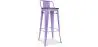 Buy Industrial Design Bar Stool with Backrest - Wood & Steel - 76cm - Metalix Pastel Purple 59118 in the Europe