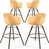 Buy Bar Stools Scandinavian Design - Dark Wood Legs - Pack of 4 - Skandiva Pastel orange 61574 - prices