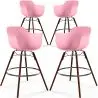Buy Bar Stools Scandinavian Design - Dark Wood Legs - Pack of 4 - Skandiva Pink 61574 in the Europe