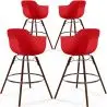 Buy Bar Stools Scandinavian Design - Dark Wood Legs - Pack of 4 - Skandiva Red 61574 home delivery