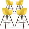 Buy Bar Stools Scandinavian Design - Dark Wood Legs - Pack of 4 - Skandiva Yellow 61574 - in the EU