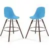 Buy Bar Stools - Scandinavian Design - Dark Wood Legs - Pack of 2 - Lumi Blue 61579 at MyFaktory