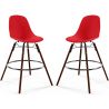 Buy Bar Stools - Scandinavian Design - Dark Wood Legs - Pack of 2 - Lumi Red 61579 at MyFaktory