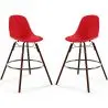 Buy Bar Stools - Scandinavian Design - Dark Wood Legs - Pack of 2 - Lumi Red 61579 at MyFaktory