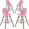 Buy Dining Stool - Scandinavian Design - Dark Wood Legs - Pack of 4 - Lumi Pink 61580 - prices