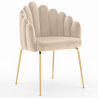 Buy Dining Chair Shell-Style in Velvet - Golden Legs - Exotic Glam Beige 61593 - in the EU