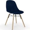 Buy Velvet Dining Chair - Scandinavian Design and Wooden Legs - Lumi Dark blue 61595 - in the EU