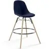 Buy Velvet Bar Stool - Scandinavian Design and Wooden Legs - Lumi Dark blue 61596 in the Europe